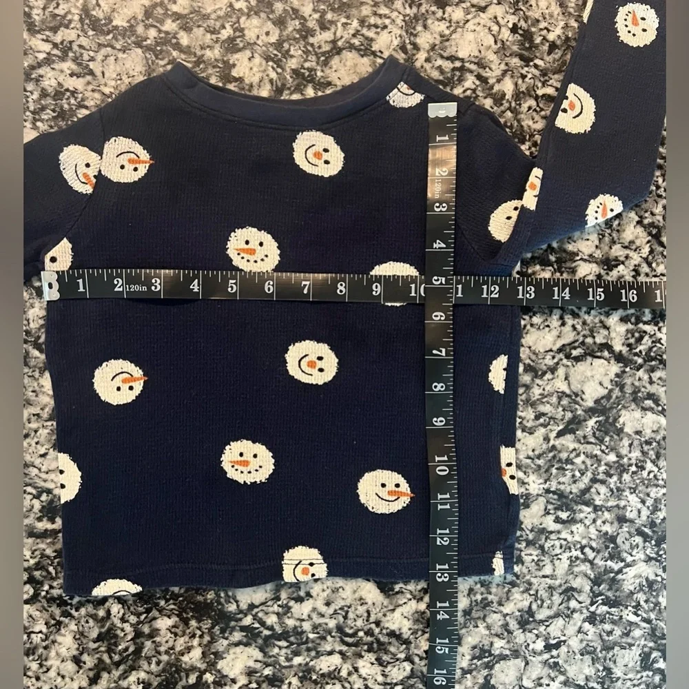 Old Navy Thermal Top Unisex Kid's Size 3T Blue Snowman Long Sleeve Crew (0830)